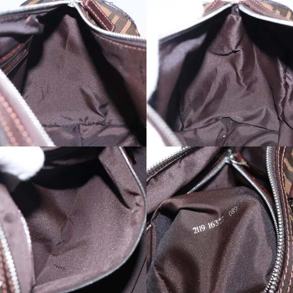 FENDI Zucca Canvas Hand Bag Brown Black Gold - Picture 12 of 12